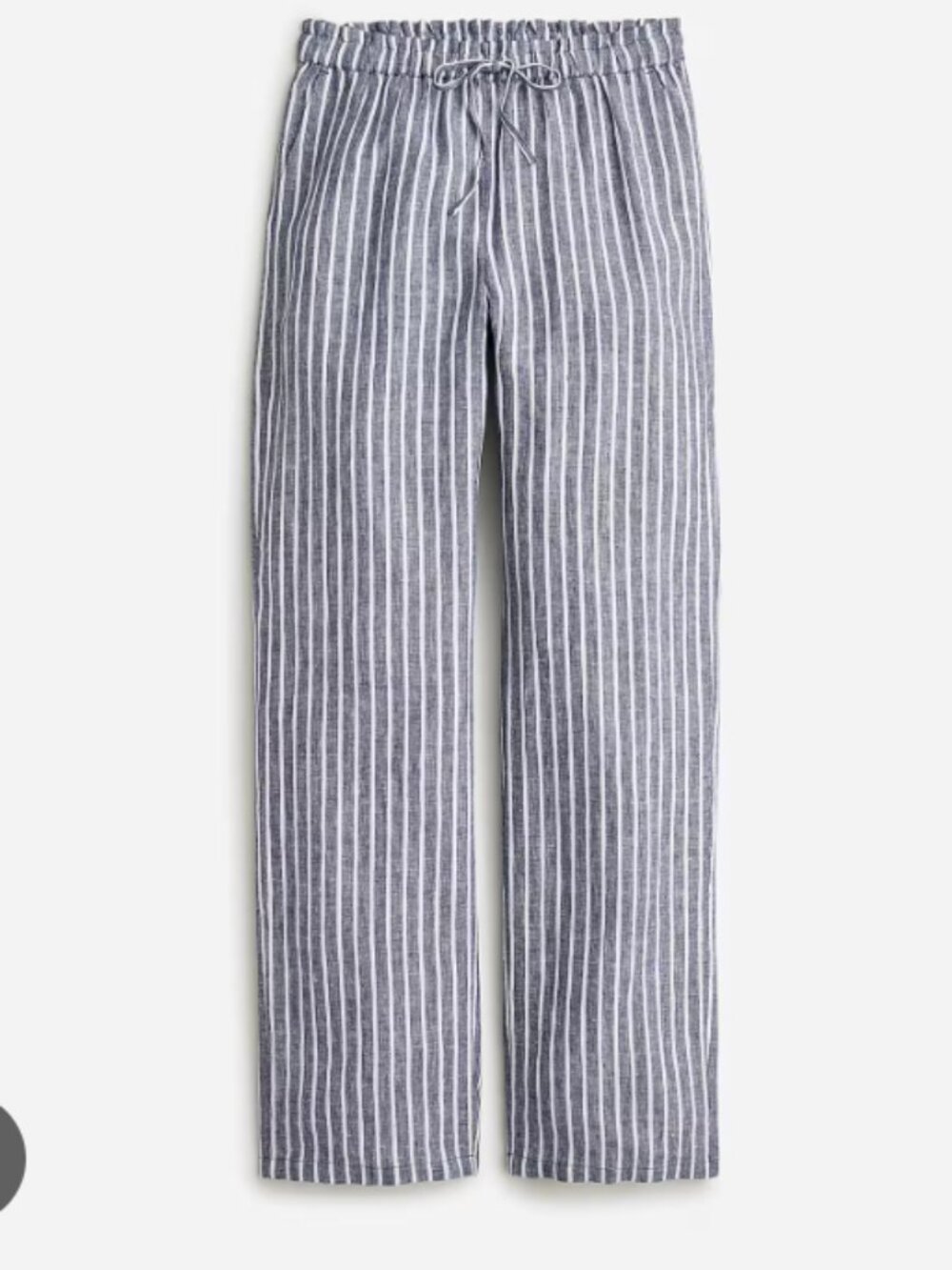 J. Crew Soleil pant in striped linen in Blue and white stripe